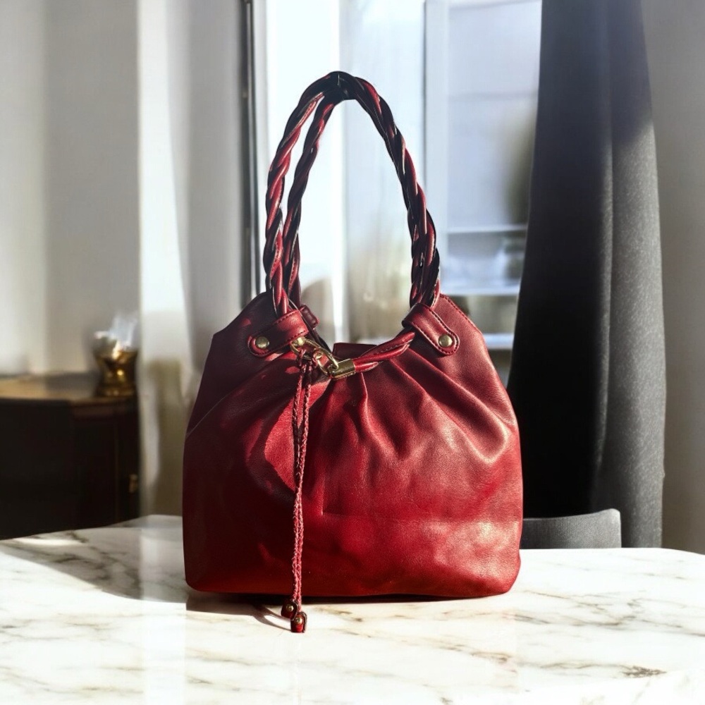 RELIC RED LEATHER HOBO BAG WITH BRAIDED STRAPS - Picture 2 of 10